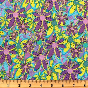 Quilting Fabric, By the Half Yard (cut as continuous), From Clothworks, Out of Print Fairy Princess, Y0260-2, Lavender