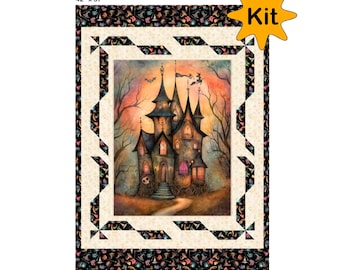 Witchypoo 3-Yard Quilt Kit featuring Fabric Cafe's Ribbons & Bows pattern. Includes pattern and fabric for quilt top and   binding