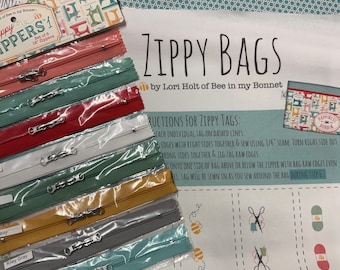 Lori Holt My Happy Place Home Décor Zippy Bags Panel and Happy Zippers1, Makes 8 zip bags, HD11216+ST22902, 54 x 54" Lightweight Canvas