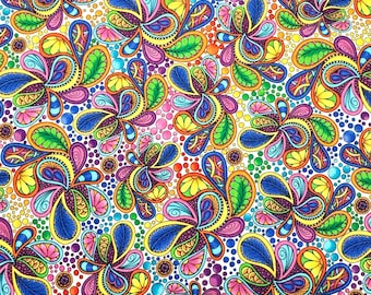 Carnivale in white from QT Fabrics, BTHY (sold by the 1/2 yard, continuous cut), 26372-Z, 100% Cotton