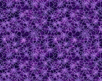 Witchypoo Spiderweb Halloween Fabric in Purple from QT Fabrics, by the half yard (continuous cut) and Fat Quarters, 31941-V