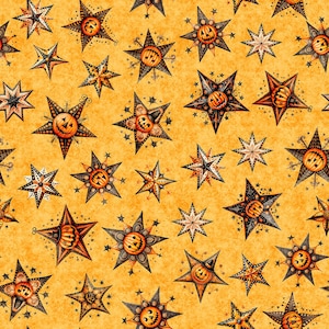 Quilting Fabric, by the Half Yard (cut as continuous), QT Fabrics, Jeepers Creepers Stars, Orange, Style 31012-O