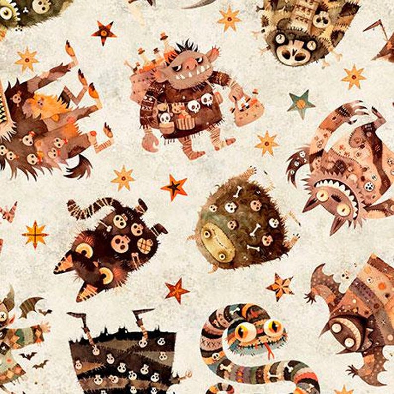 A Haunting We Will Go Monster Toss From QT Fabrics, Oatmeal, BTHY Sold ...