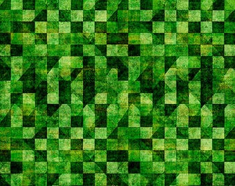 A Haunting We Will Go Checkerboard Geometric, Green, from QT Fabrics, BTHY Sold by the half yard (continuous cut) and Fat Quarters 31950-G