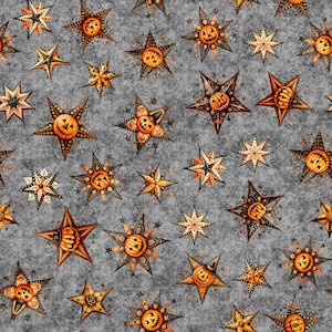 Quilting Fabric, by the Half Yard (cut as continuous), QT Fabrics, Jeepers Creepers Stars, Smoke, Style 31012-K