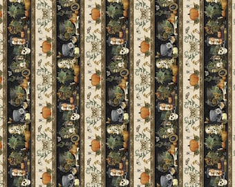 Dark Academia Repeating Border Stripes, from White Owl Textiles, BTHY (by the 1/2 yd, continuous cut), W100-014-807, 100% cotton fabric