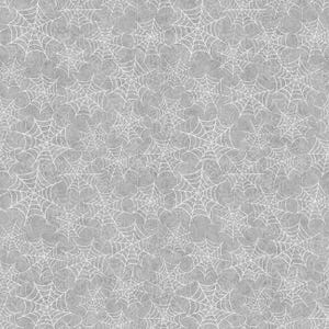 Quilting Fabric, by the Half Yard (cut as continuous), QT Fabrics, Jeepers Creepers Spiderwebs, Gray, Style 31017-K