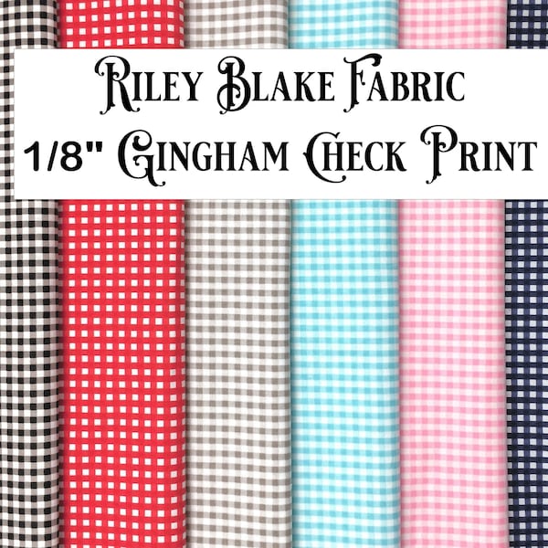 Quilting Fabric, by the Half Yard (Cut as continuous), 1/8" Gingham Check Print, Riley Blake Item #C440, Available in 6 Colors, 100% Cotton