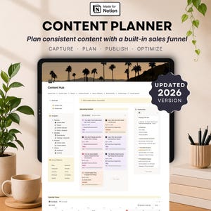 Notion Content Planner Template: Social Media Creator Strategy & Workflow, Posting Schedule + Calendar, KPI Tracker