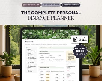 Plantilla de planificador financiero para Notion: Panel financiero para el seguimiento del presupuesto mensual, ahorros y gestión de gastos.