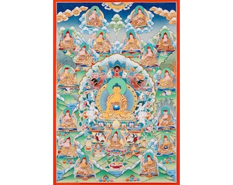 チベットタンカ　龍 海】タンカ チベット仏教 絹本 仏画 仏教美術 複製品_01 横約89cm