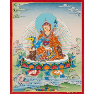 Handmade Buddhist Guru Thangka Painting: 24K Gold, Cotton Canvas