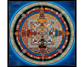 Kalachakra Mandala Kunst: Heilige Geometrie, 24K Gold, Meditation Decor