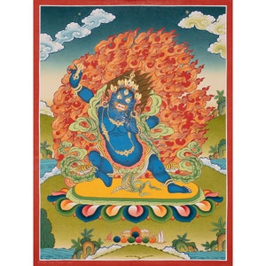 Handmade Vajrapani Thangka: Buddhist Art, Home Decor (60x46cm)