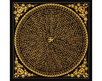 Mandala Thangka Mantra Artwork, Handcrafted Tibetan Buddhist Meditation Wall Decor, Spiritual Growth Gift for Mindfulness Practitioners