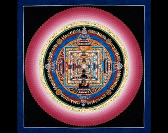 Kalachakra Thangka, Thangka painting handcrafted in Nepal, Buddhist wall art for meditation - A83517