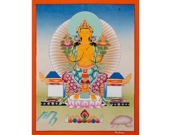 Sereno Maitreya Buddha Thangka, arte exquisito con signos auspiciosos, regalo ideal para el crecimiento espiritual B04425