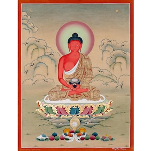 Unique Amitabha Buddha Thangka – Handmade Tibetan Artwork for Spiritual Tranquility | Original | Wall-Decor | Hand-Made - B11327