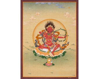 Thangka of the Lotus Archer: Kurukulle, Aim of the Enlightened Heart, beautiful handmade painting from himalaya B04476