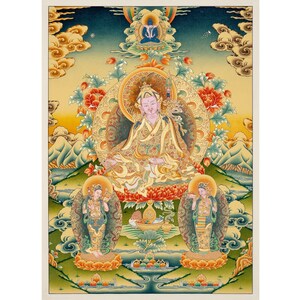 Handmade Guru Thangka Painting: Tibetan Buddhist Art, 24K Gold