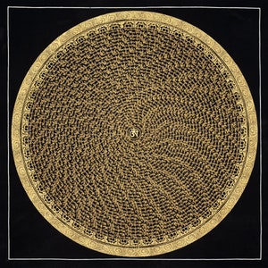Peinture artisanale mandala mantra : art de la méditation spirituelle (70 x 70 cm)