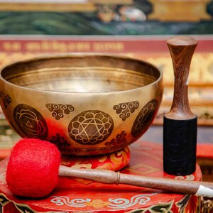 7-Metal Tibetan Singing Bowl Handcrafted with Spiritual Carvings | Meditation Bowl | Himalayan Singing Bowl | Sound Yoga | Sound Bell-S00773