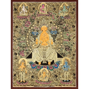 Authentic Maitreya Buddha Buddhist Thangka Painting | Hand-Made | Spiritual | Tibetan Style | Original -A70021