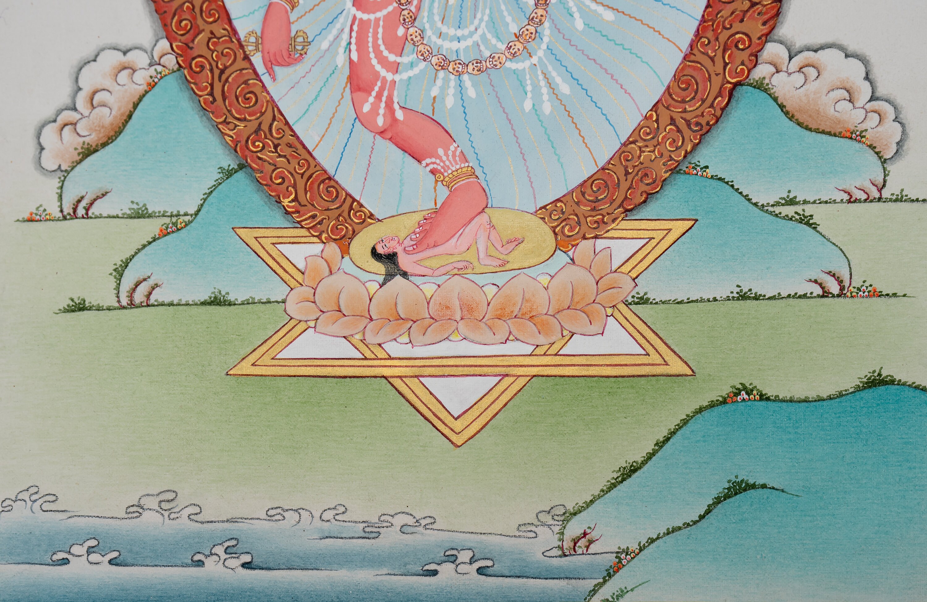 ヴァジラヨギニ タンカ絵画: 赤いダキニ、仏教美術 (30 x 23 cm