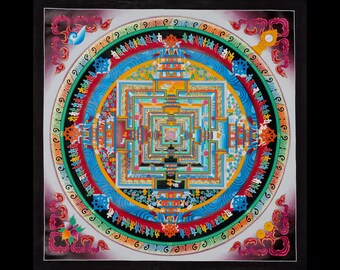 Kalachakra Mandala Thangka Malerei: Heilige tibetische Kunst, 24K Gold