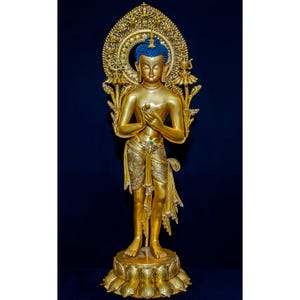 Golden Maitreya Buddha Statue – Tibetan Future Buddha of Compassion | Buddhist Statue | Maitreya Statue | Buddha Statue -U00010