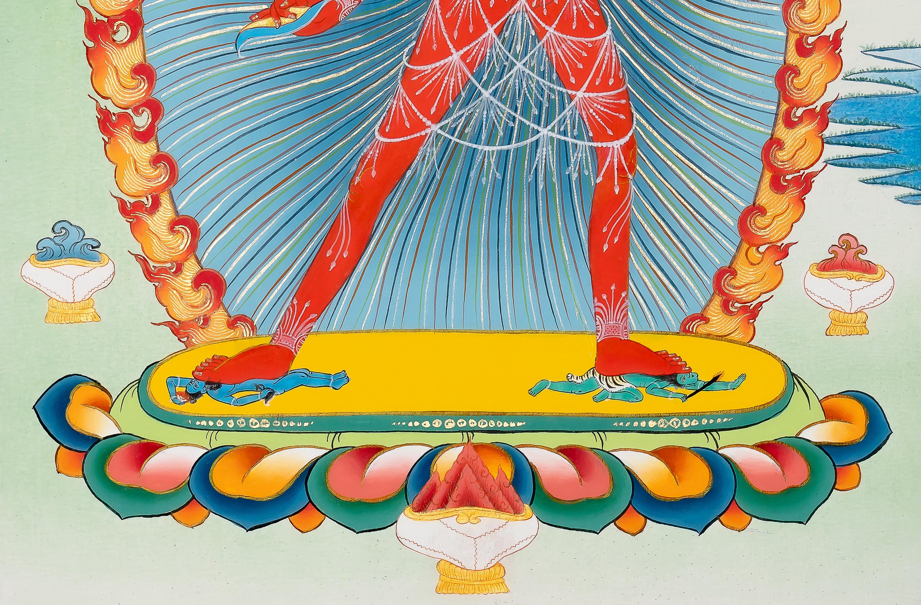 ヴァジュラヨーギニ・タンカ｜手描きの仏教ダキニ｜内なる炎、明晰さ