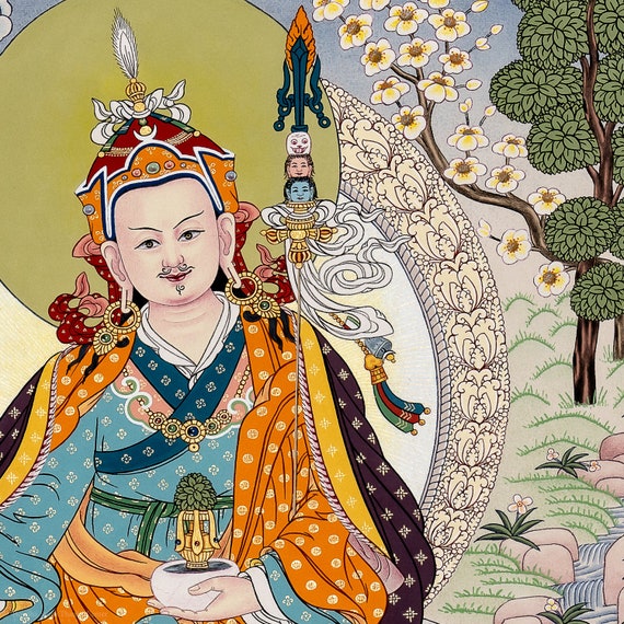 グル・リンポチェのタンカ画：手作りのチベット仏教美術 - Etsy 日本