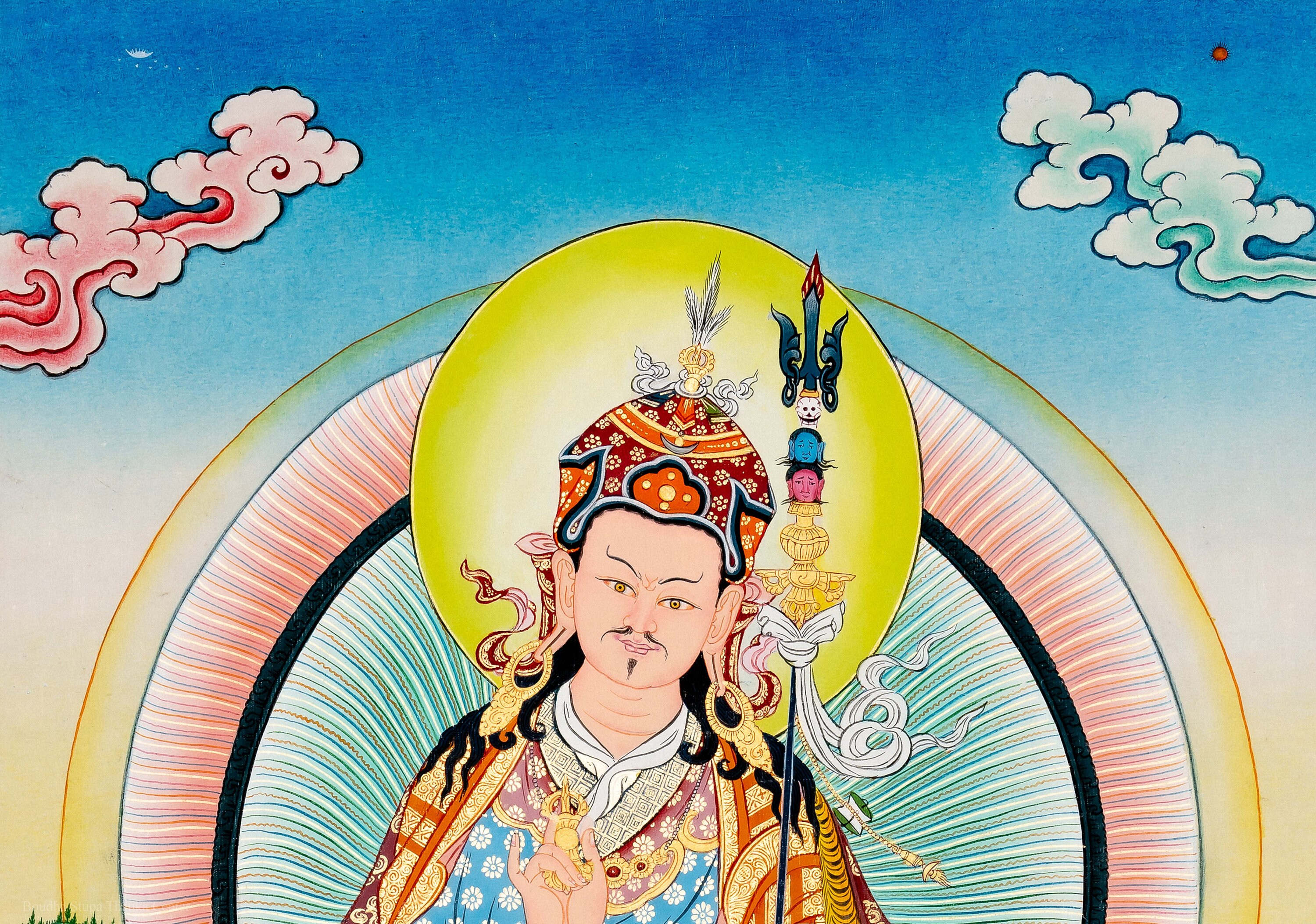 チベット　タンカ　グルリンポチエの仏画 チベット タンカ グルリンポチエの仏画