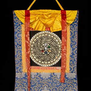 Tibetan Thangka Art: Mantra Mandala Painting with 24K Gold