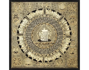 Handgefertigtes Kalachakra Mandala Thangka: Heilige buddhistische Kunst, Himalaya