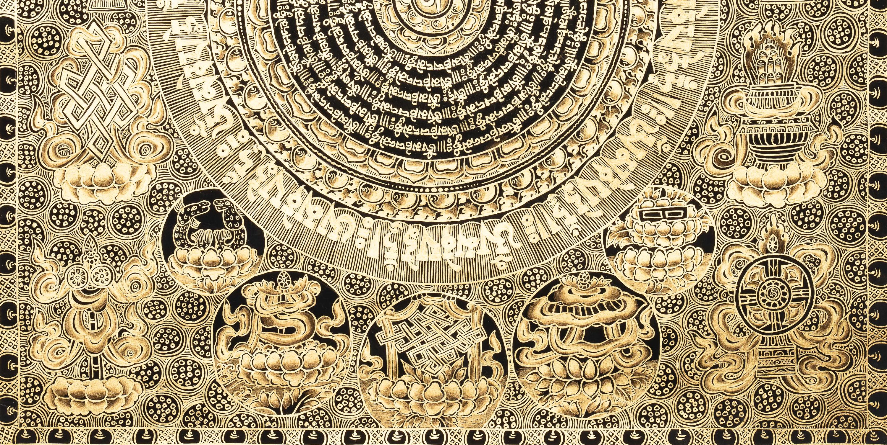 Authentic Mantra Mandala Thangka | Handmade Sacred Geometry of Mantras ...