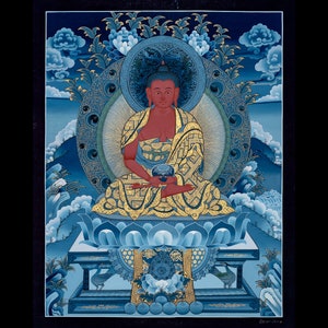 Handmade Amitabha Buddha Thangka Painting: Tibetan Art, 51x35cm