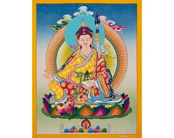 Thangka of the Lotus-Born: Guru Padmasambhava, Master of Mystical Buddhism, Unique Spiritual Gift for loved ones - B05091