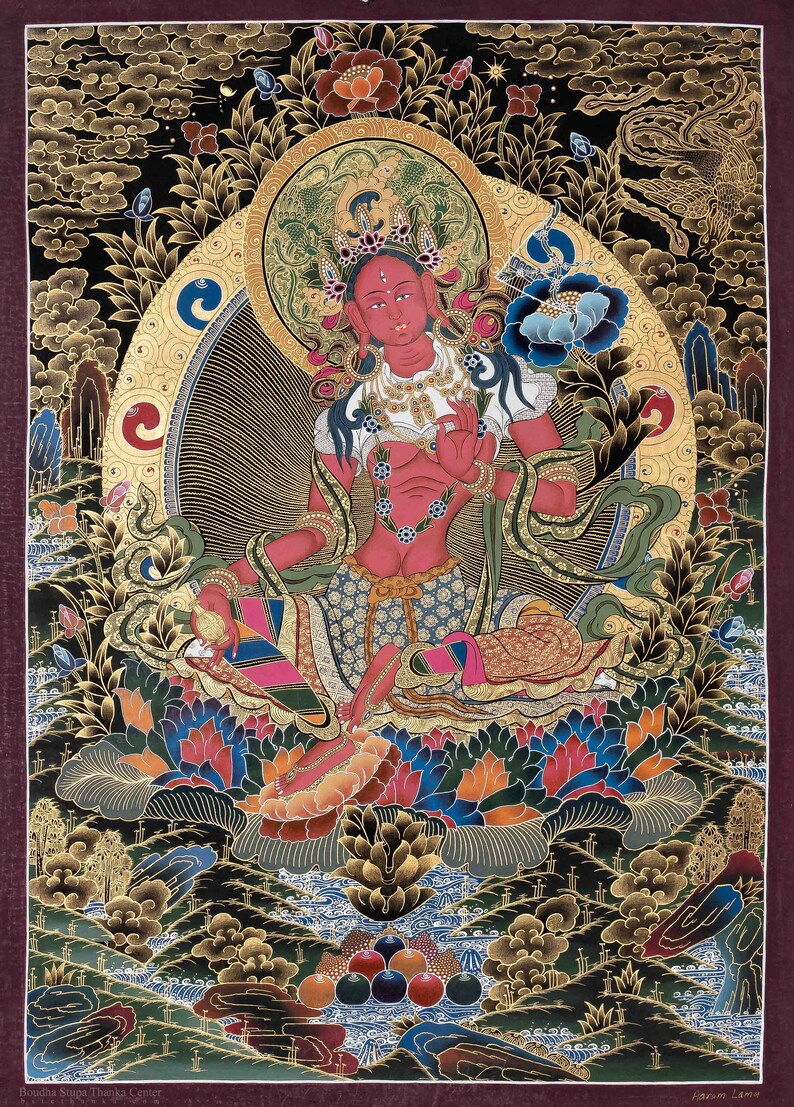Tangka Red Original Red Tara Thangka: Art of Strength and Compassion | Hand-made ...