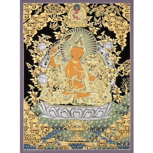 Manjushree: The Original Tibetan Thangka of Wisdom and Insight | Hand-Made | Authentic | From Himalayas -A92629