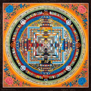 Handmade Buddhist Kalachakra Mandala – Peace Symbol, Spiritual Practice Decor A89334