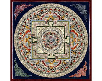 Hand-Painted Mandala Art: 24 Carat Gold, Cotton Canvas (50x50cm)