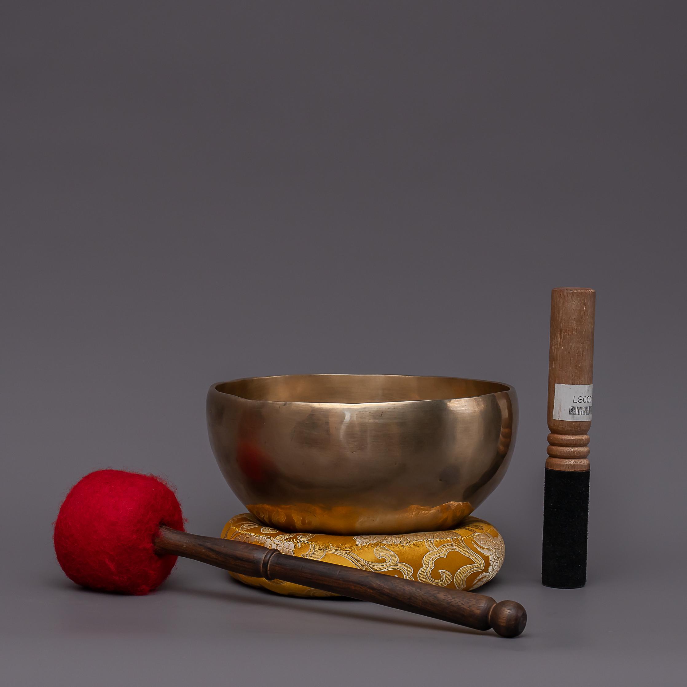 アンティークチベットシンギングボウル：マレット付きチャクラサウンド