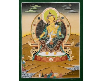 Benevolente Maitreya Buda Thangka, Icono de la Sabiduría Futura, Preciosa Ofrenda para una Vida Iluminada B04516