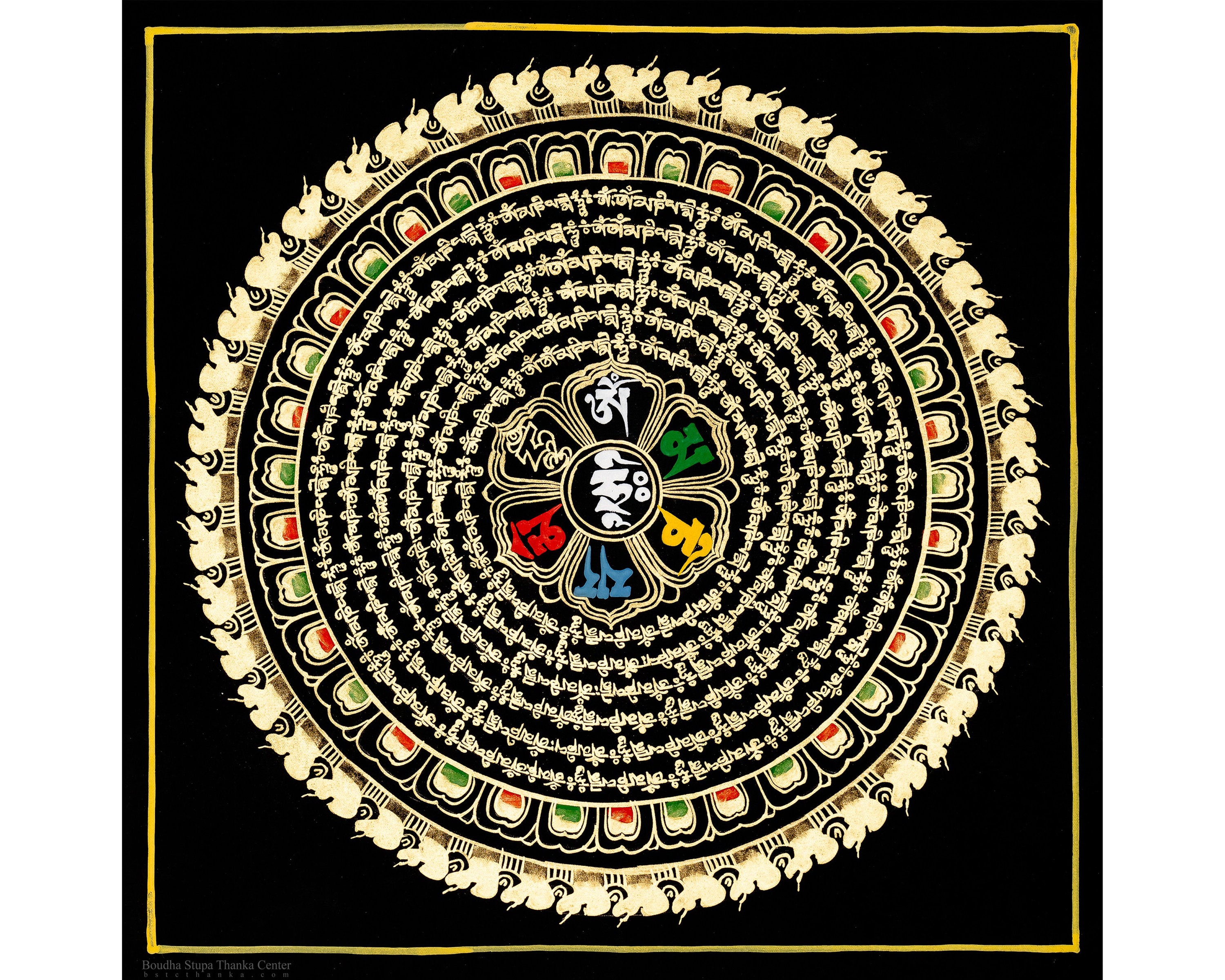 Original Handmade OM Mantra Mandala Thangka | Meditation & Peace | Home Decor | Wall Hanging Decor Unique Mindfulness Gift B08863