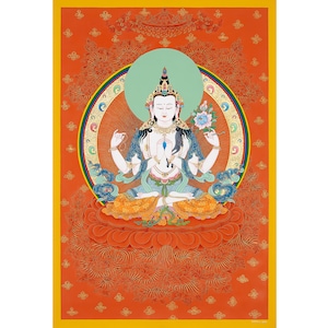Handmade Chenrezig Thangka | Buddha of Universal Compassion | Sacred Wall Decor-B14868