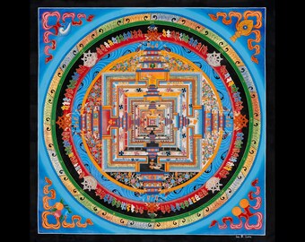 Kalachakra Mandala Painting: Tibetan Buddhist Wall Art, 24K Gold