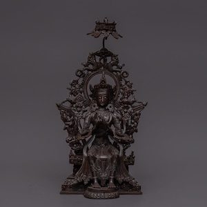 Brass Maitreya Buddha Statue: Hand-Painted Buddhist Deity Sculpture