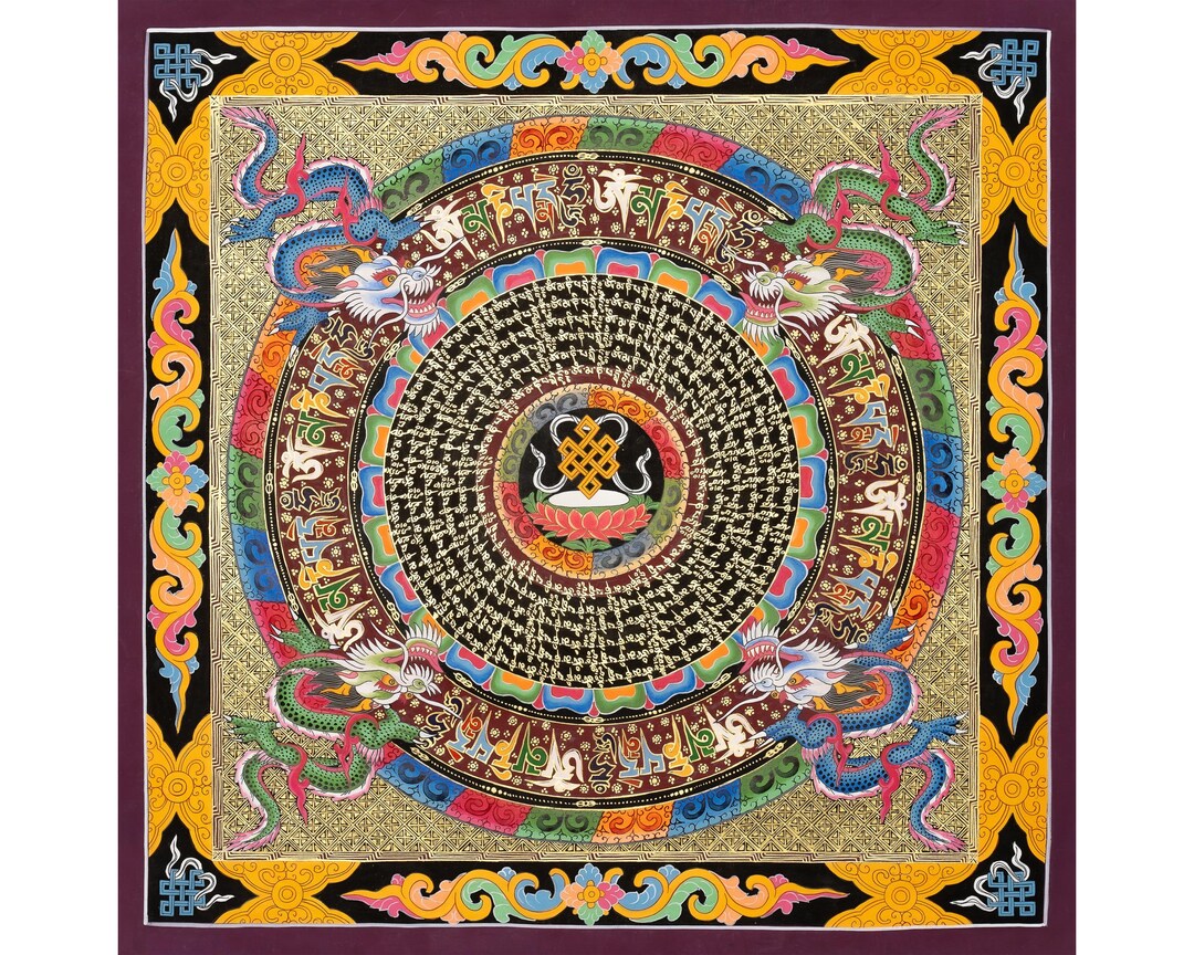 Handmade Endless Knot Mandala Thangka | Authentic Tibetan Symbol of ...