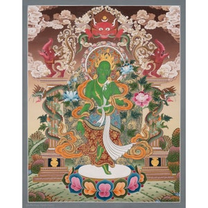 Green Tara Thangka: Traditional Tibetan Art of Divine Compassion, Enlightening Gift for Practitioners A85866